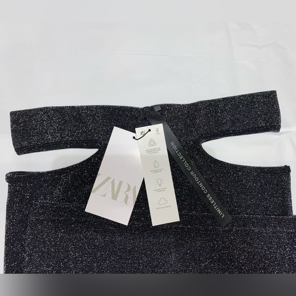 NWT ZARA CUT OUT SKIRT WITH METALLIC THREAD BLACK/SILVER SIZE M-L NWT - Picture 8 of 8